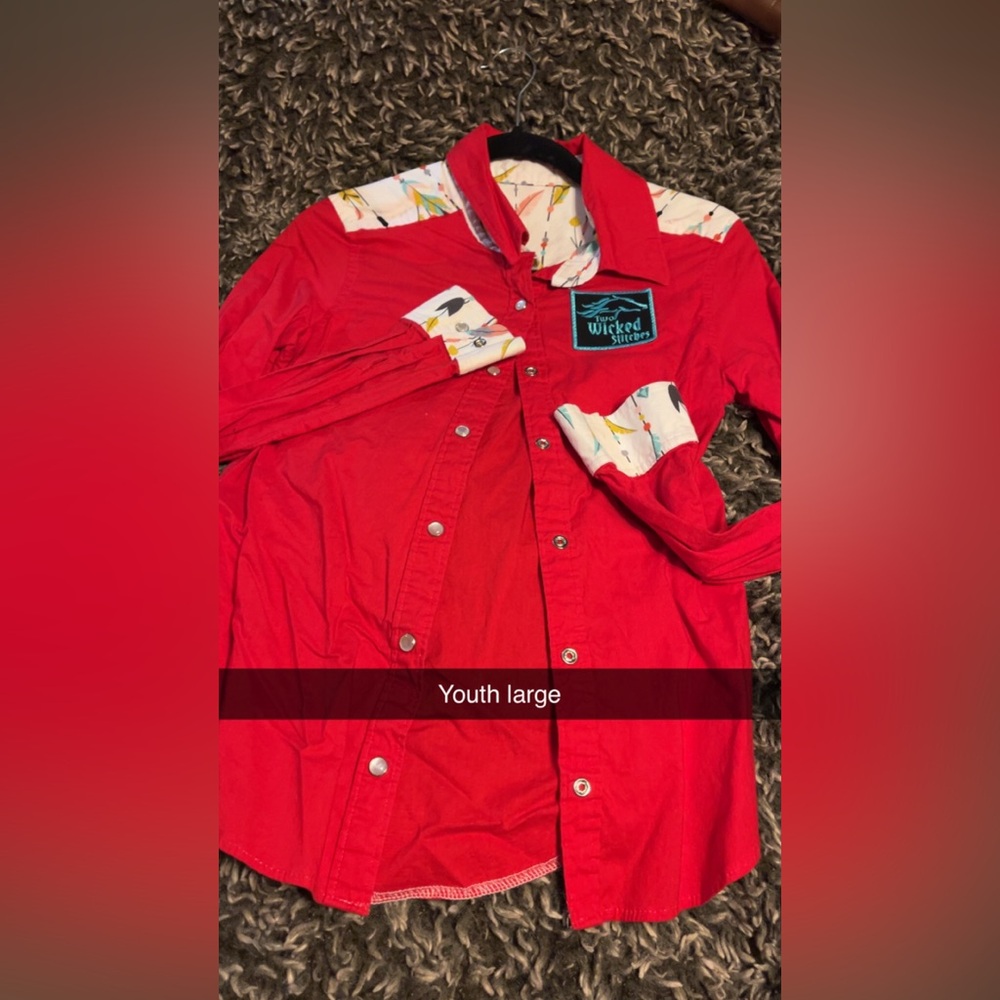 Handmade Red Western Button Down Shirt